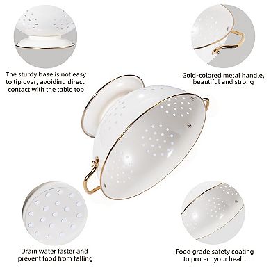 3-Piece Metal Colander Set with Handles, 1, 3.5, & 5 Qt Perfect for Pasta, Berries, Veggies