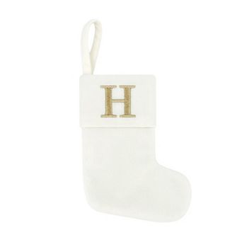 St. Nicholas Square® Velvet Christmas Stocking with Initial