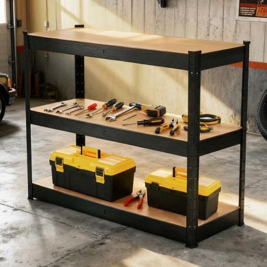 Heavy Duty Garage Shelving Units, 3-Tier Adjustable Storage Shelves, Garage Storage Shelving