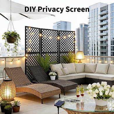 Metal Privacy Screen, Outdoor Privacy Screen, 3-Panel Garden Divider, Decorative Room Divider