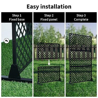 Metal Privacy Screen, Outdoor Privacy Screen, 3-Panel Garden Divider, Decorative Room Divider