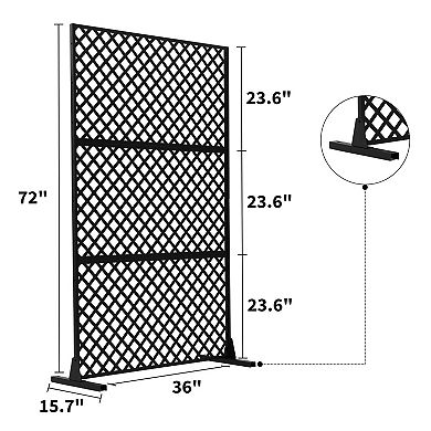 Metal Privacy Screen, Outdoor Privacy Screen, 3-Panel Garden Divider, Decorative Room Divider