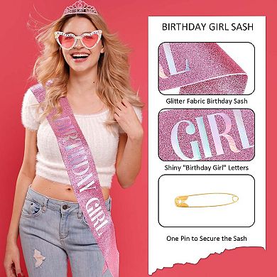 Birthday Sash Crown Glasses Set Women Party Decorations