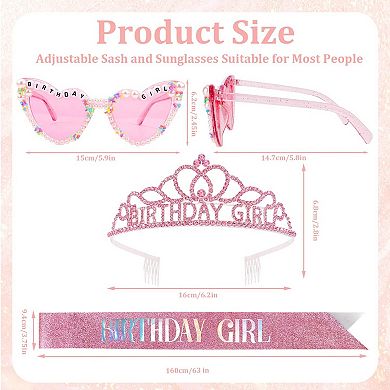 Birthday Sash Crown Glasses Set Women Party Decorations