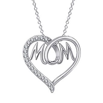 Brilliant Love Sterling Silver 1/4 Carat T.W. Lab-Grown Diamond Mom Heart Pendant Necklace