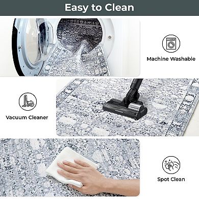 BOGASYL 3 Pieces Non-Slip Kitchen Rug Set Anti-Fatigue Standing Mat Runner Rugs for Hallway