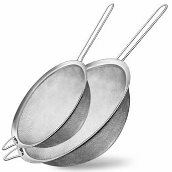Set of 2 Stainless Steel Fine Mesh Strainers, 9.35" & 7.8" for Quinoa, Rice, Pasta, Fruits