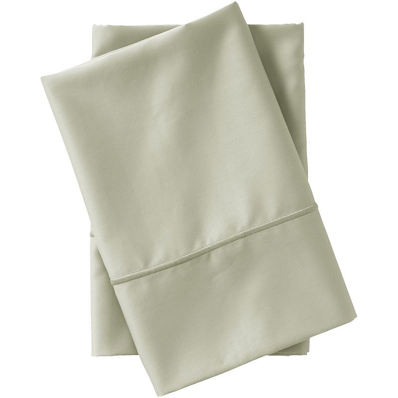 Lands' End Supima Cotton 400 Thread Count Sateen 2-Piece Pillowcase Set, Prairie Green