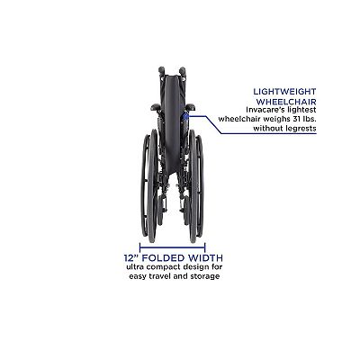 Invacare 9000 XT High Performance Lightweight Wheelchair with Desk Arms (20" Seat) Black Satin