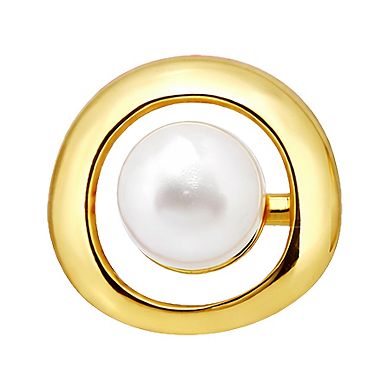 Aleure Precioso Sterling Silver Round Freshwater Cultured Pearl Frame Stud Earrings