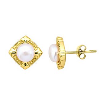 Aleure Precioso Sterling Silver Freshwater Cultured Pearl Posted Earrings