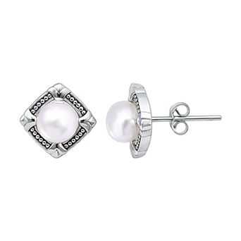 Aleure Precioso Sterling Silver Freshwater Cultured Pearl Posted Earrings