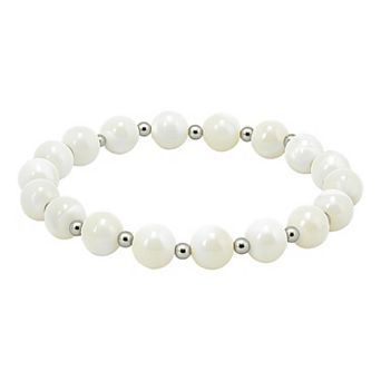Aleure Precioso Mother-of-Pearl & Polished Bead Stretch Bracelet