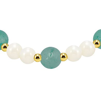 Aleure Precioso 18k Gold Flash Plated Gemstone Beaded Stretch Bracelet