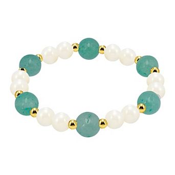 Aleure Precioso 18k Gold Flash Plated Gemstone Beaded Stretch Bracelet