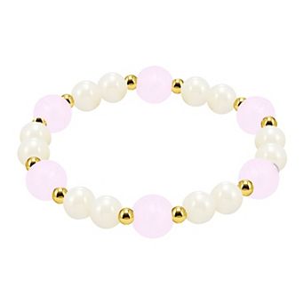 Aleure Precioso 18k Gold Flash Plated Gemstone Beaded Stretch Bracelet