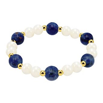 Aleure Precioso 18k Gold Flash Plated Gemstone Beaded Stretch Bracelet