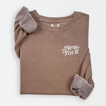 Simply Sage Market Embroidered New York Stars Lightweight Garment Dyed Sweatshirt