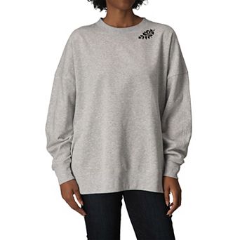 Women's Butterflies On Flower Branch Oversized Fleece Crew Sweatshirt