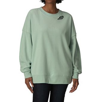 Women's Butterflies On Flower Branch Oversized Fleece Crew Sweatshirt
