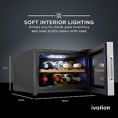 Ivation 8 Bottle Thermoelectric Wine Cooler, Horizontal Countertop Wine Fridge - Stainless Steel