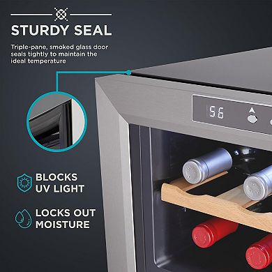 Ivation 8 Bottle Thermoelectric Wine Cooler, Horizontal Countertop Wine Fridge - Stainless Steel