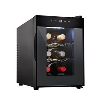Ivation 6 Bottle Thermoelectric Wine Cooler, Countertop Wine Fridge w/Digital Temp Control - Black