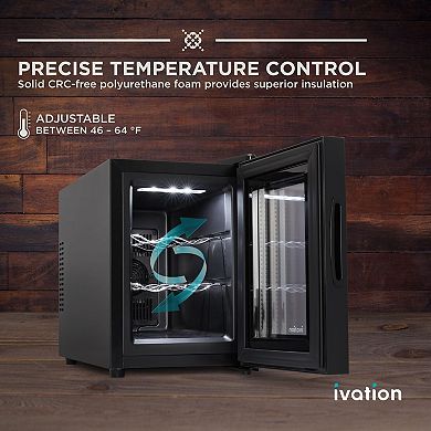 Ivation 6 Bottle Thermoelectric Wine Cooler, Countertop Wine Fridge w/Digital Temp Control - Black