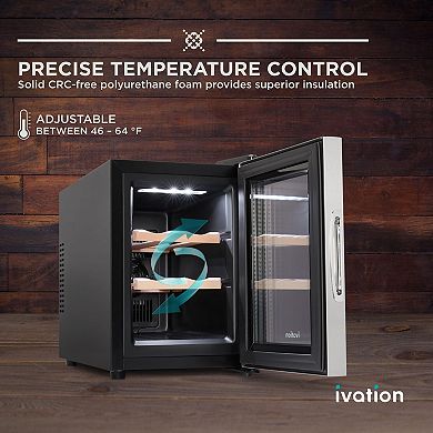 Ivation 6 Bottle Thermoelectric Wine Cooler, Countertop Wine Fridge w/Digital Temp Control