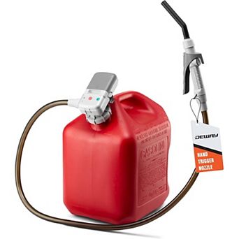 DeWay AA Battery Fuel Transfer Pump 2.4 GPM with Trigger Nozzle and PVC Hose