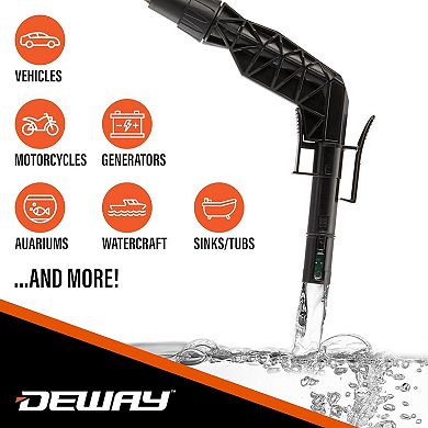 DeWay AA Battery Fuel Transfer Pump 2.2 GPM with Auto Stop Nozzle and PVC Hose