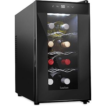 Ivation 8 Bottle Thermoelectric Wine Cooler with Digital Display & Smoked Glass Door