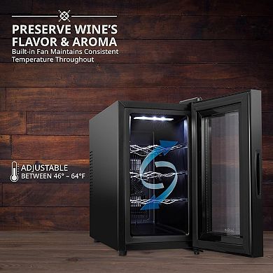 Ivation 8 Bottle Thermoelectric Wine Cooler with Digital Display & Smoked Glass Door