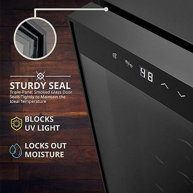 Ivation 8 Bottle Thermoelectric Wine Cooler with Digital Display & Smoked Glass Door