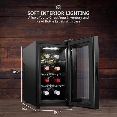 Ivation 8 Bottle Thermoelectric Wine Cooler with Digital Display & Smoked Glass Door