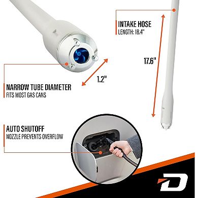 DeWay Battery Stick Fuel Transfer Pump 2.5 GPM with Auto Stop and PVC Hose for Gas Cans