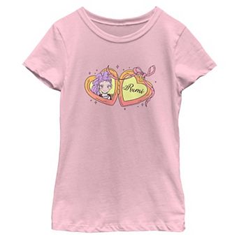 Girls 6-16 K-Pop Demon Hunters Huntrix Rumi Heart Locket Graphic Tee