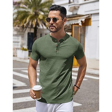 COOFANDY Mens Henley Shirts Short Sleeve Casual Stylish T Shirts Lightweight Summer Basic Tee