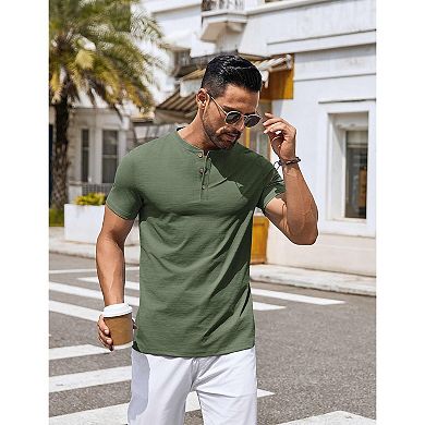 COOFANDY Mens Henley Shirts Short Sleeve Casual Stylish T Shirts Lightweight Summer Basic Tee