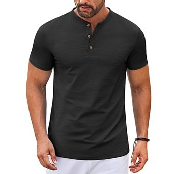 COOFANDY Mens Henley Shirts Short Sleeve Casual Stylish T Shirts Lightweight Summer Basic Tee