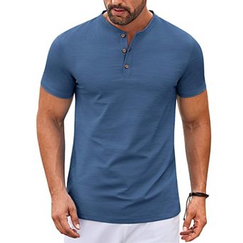 COOFANDY Mens Henley Shirts Short Sleeve Casual Stylish T Shirts Lightweight Summer Basic Tee