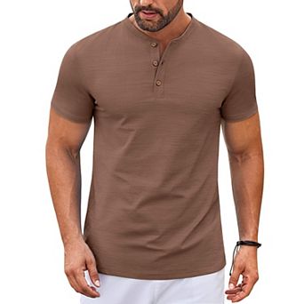 COOFANDY Mens Henley Shirts Short Sleeve Casual Stylish T Shirts Lightweight Summer Basic Tee