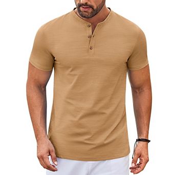 COOFANDY Mens Henley Shirts Short Sleeve Casual Stylish T Shirts Lightweight Summer Basic Tee