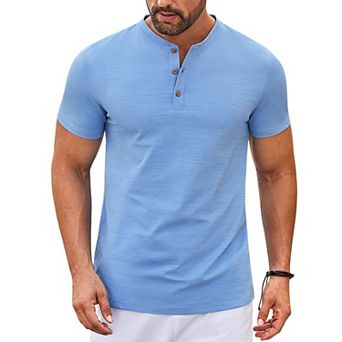 COOFANDY Mens Henley Shirts Short Sleeve Casual Stylish T Shirts Lightweight Summer Basic Tee
