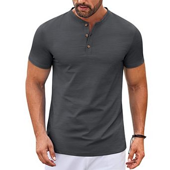 COOFANDY Mens Henley Shirts Short Sleeve Casual Stylish T Shirts Lightweight Summer Basic Tee