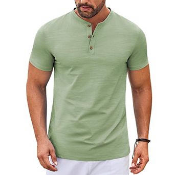 COOFANDY Mens Henley Shirts Short Sleeve Casual Stylish T Shirts Lightweight Summer Basic Tee