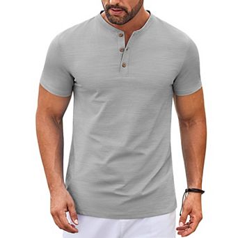 COOFANDY Mens Henley Shirts Short Sleeve Casual Stylish T Shirts Lightweight Summer Basic Tee