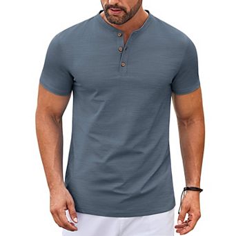 COOFANDY Mens Henley Shirts Short Sleeve Casual Stylish T Shirts Lightweight Summer Basic Tee