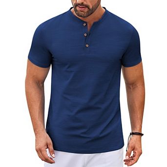 COOFANDY Mens Henley Shirts Short Sleeve Casual Stylish T Shirts Lightweight Summer Basic Tee