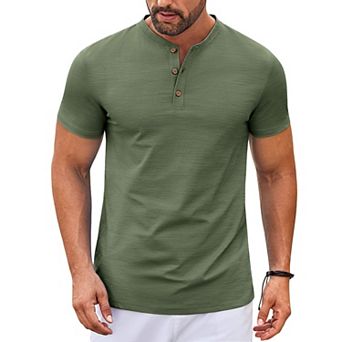COOFANDY Mens Henley Shirts Short Sleeve Casual Stylish T Shirts Lightweight Summer Basic Tee